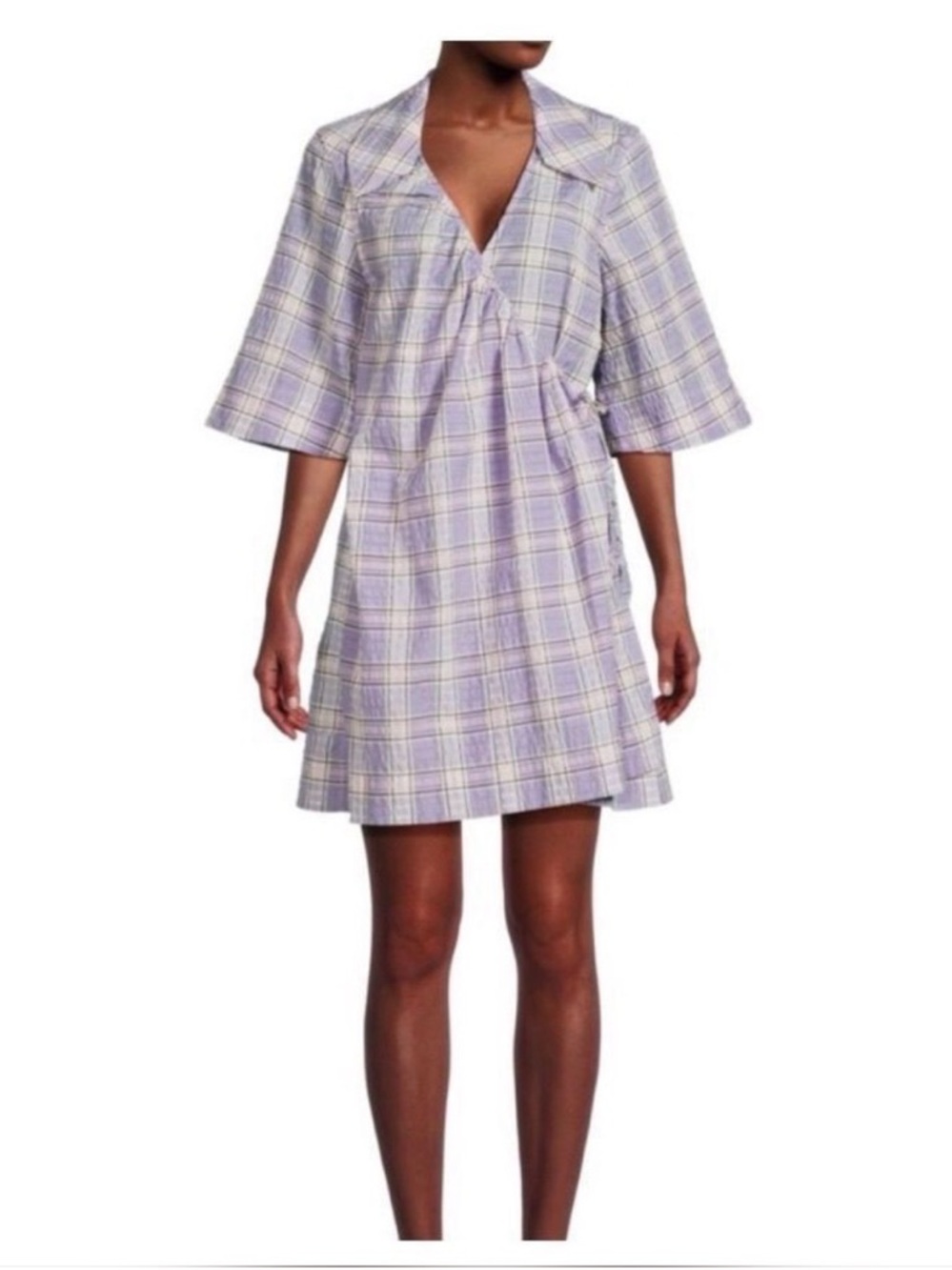 Ganni Seersucker Purple
Wrap Dress S/M